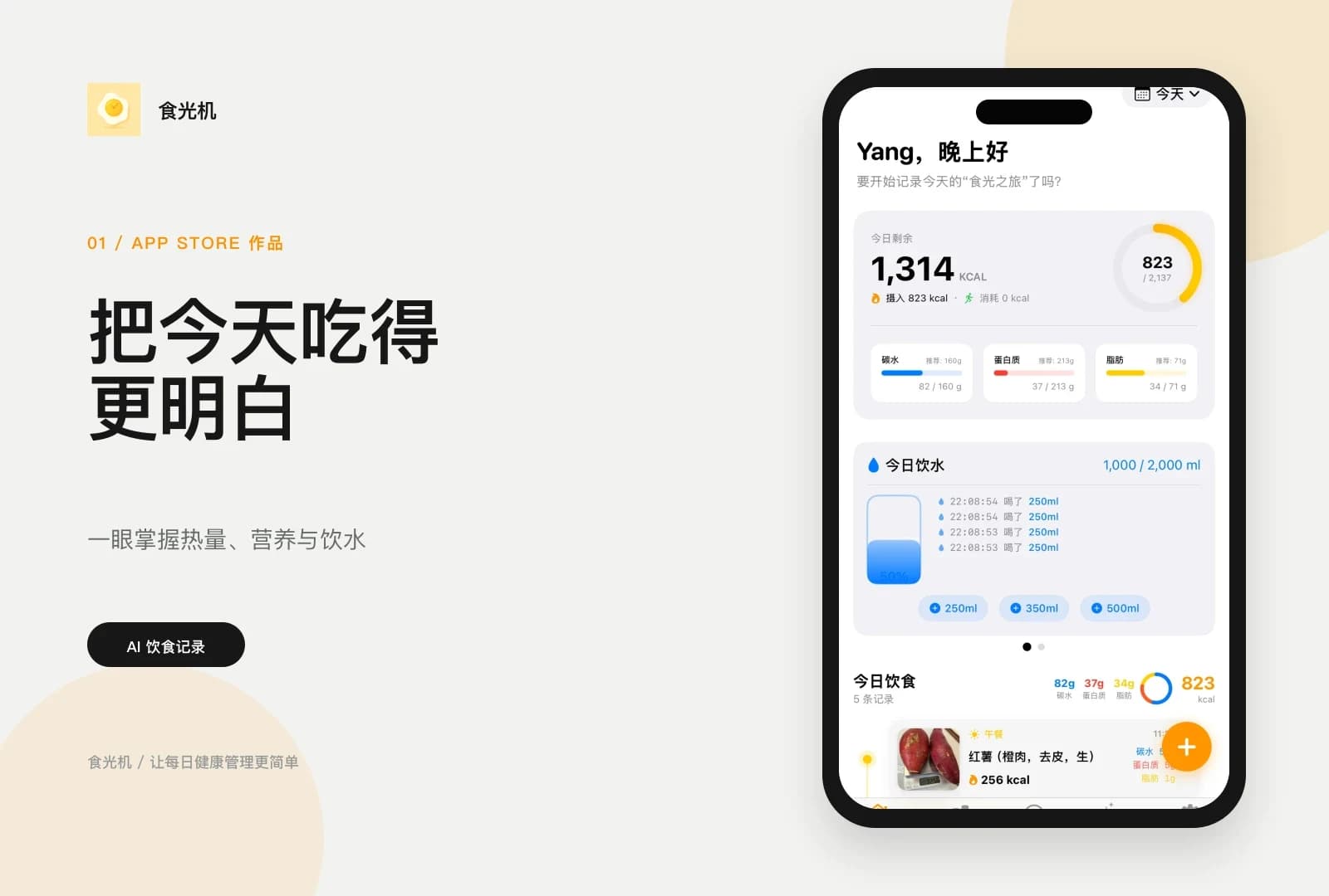 食光机简体中文每日营养总览展示图
